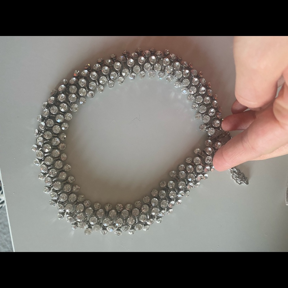 Rhinestone Choker silver 15 inches